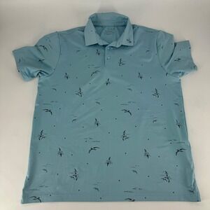 Under Armour Playoff Polo Shirt Mens XL Light Blue Bird Print Golf Casual